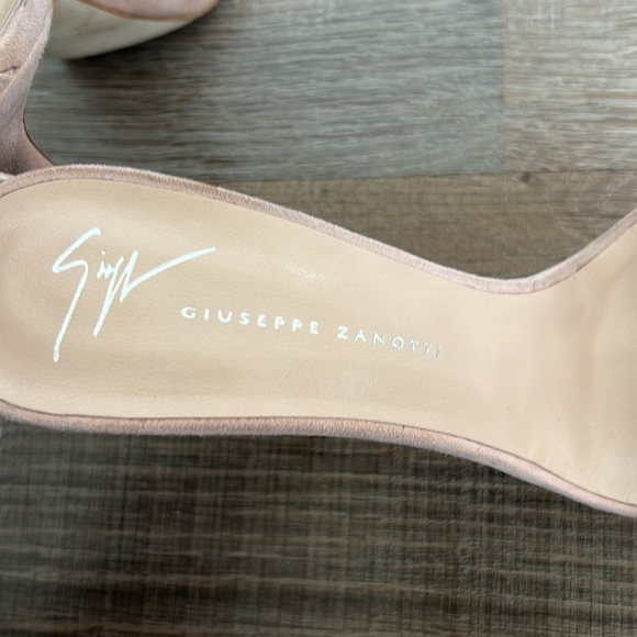 GIUSEPPE ZANOTTI Blush Pink Suede Crystal Embellish Sandal Heel - Picture 11 of 12